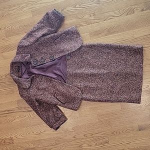 Fabulous skirt suit, pink purple yellow boucle, bracelet sleeved blazer